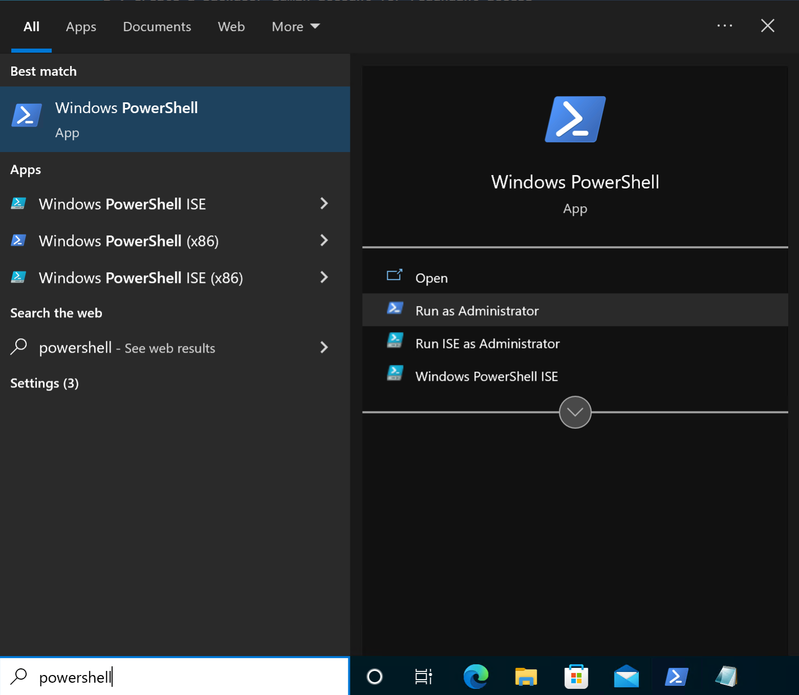 Run Powershell as Administrator