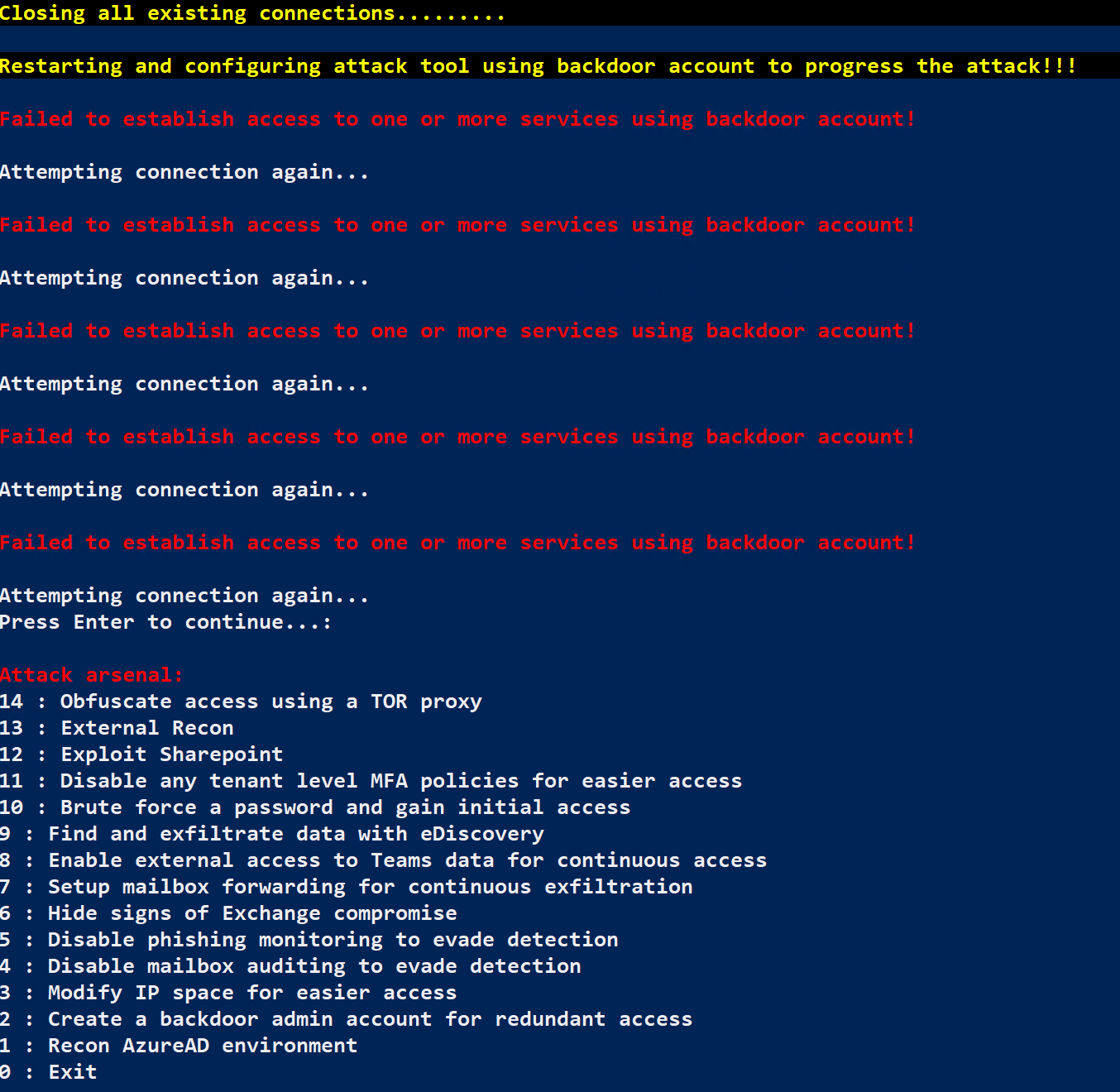 MAAD Backdoor Arsenal Menu