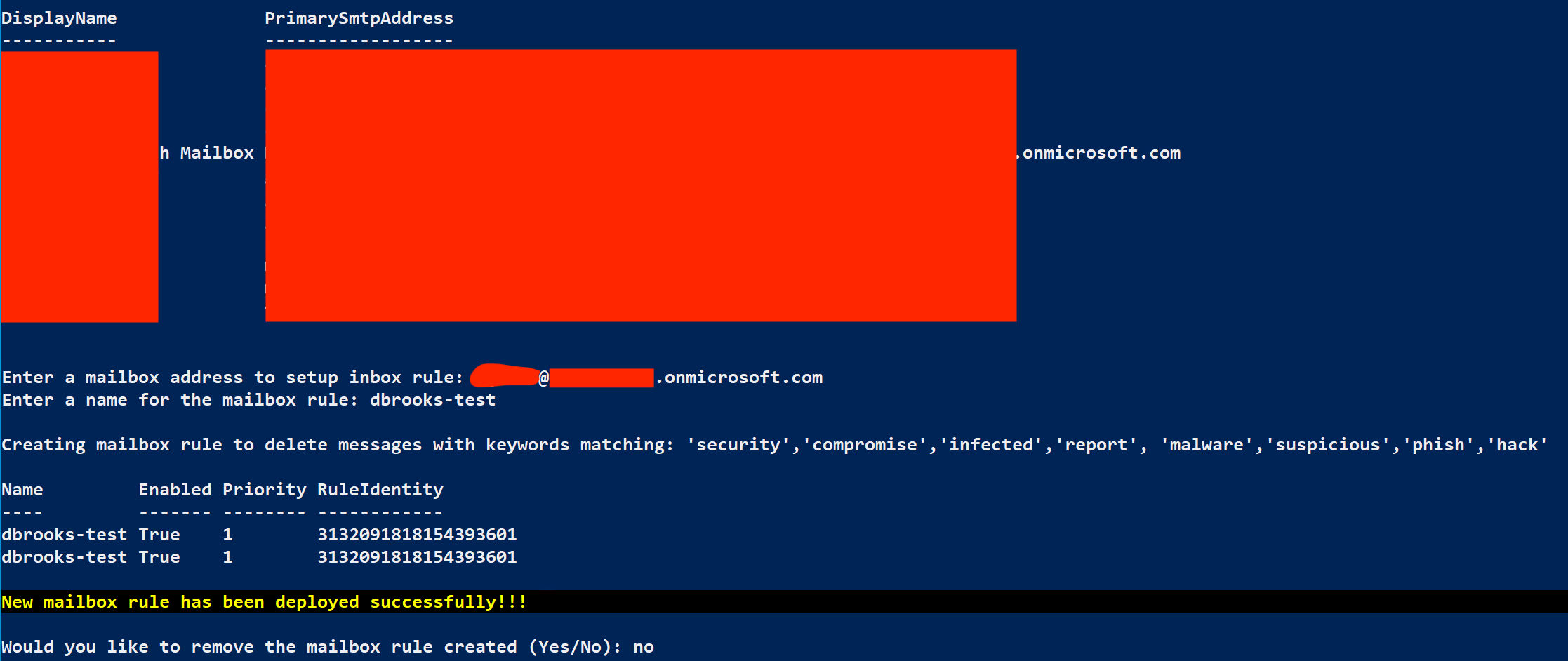 MAAD Mailbox Rule Creation